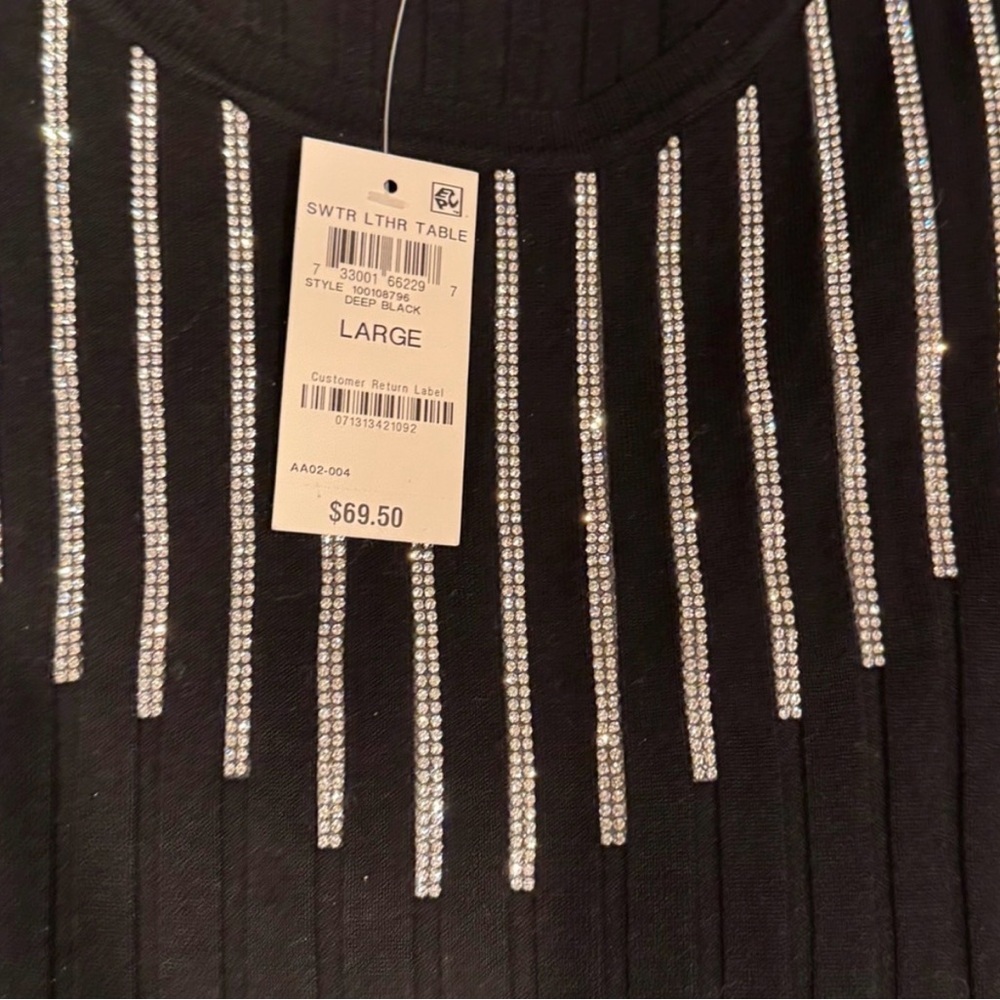 INC International Concepts Black Sweater with Silver Accents - Picture 3 of 6